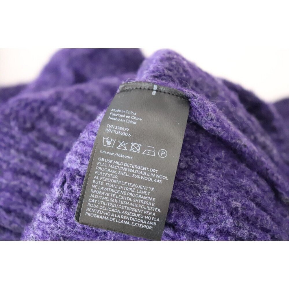 Purple Cable Knit Turtleneck Cropped Sweater - Picture 5 of 7